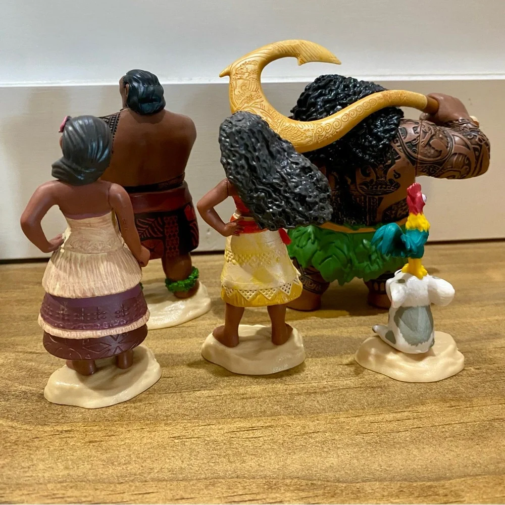 Disney Moana Lot of 5 Cake Toppers PVC Figures‎ Jakks Chief TUI Hei Hei Sina